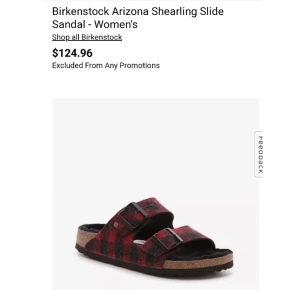 BIRKENSTOCK Sz 37 Arizona Rivet Shearling Sandals RED PLAID Wool (W6 M4) - Picture 13 of 16